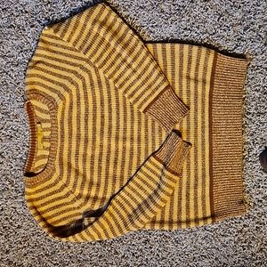 Prana Sweater, Size Small, yellow brown stripe